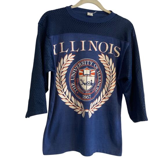 Artex University Illinois Raglan Jersey Collegiate Single Stitch Tshirt Sz Small - Picture 1 of 16